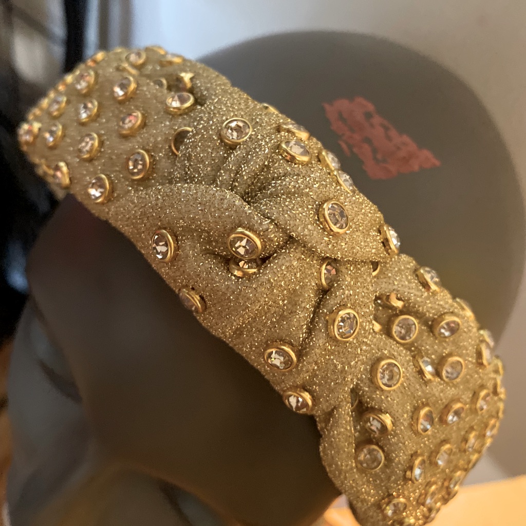 New Never Worn Lele Sadoughi Gold Studded & Jeweled Headband.